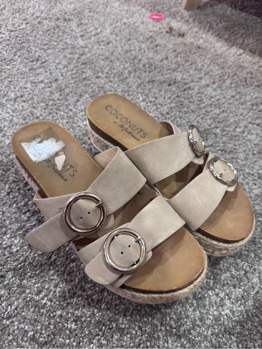 Coconuts by Matisse Beige Double-Buckle Slide Sandals
